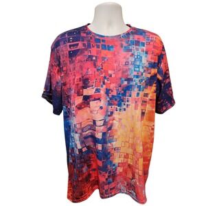 EDM Size XXL Men's Abstract Geometric Galaxy Print Rave Festival AOP T-Shirt‎